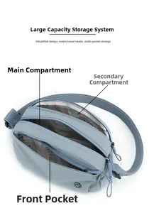 Detail view of the multi-layer storage system and nylon lining of the crossbody puff bag