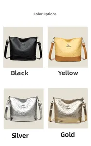 Four-color display of Boston bag with ostrich pattern texture and kangaroo logo