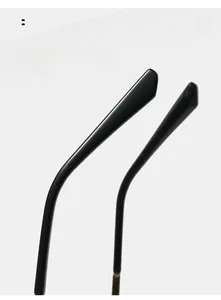 Macro detail of glossy black curved temples for comfortable ergonomic eyewear fit