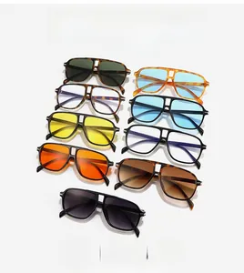 Detailed collection of nine aviator sunglasses featuring leopard print and colorful lenses