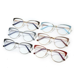 Fashion cat-eye glasses frames in multiple colors with retro anti-blue light clear lenses