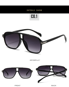 Detail view of double bridge aviator sunglasses with gradient lenses and silver accents