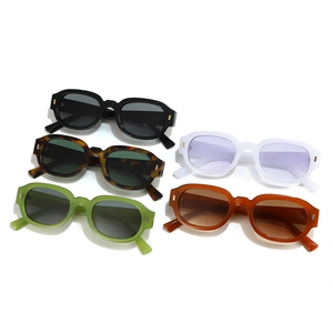 Retro oval sunglasses in various colors with metallic accents and stylish narrow frames