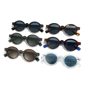 Collection of retro steampunk round sunglasses in six various frame colors for men and women