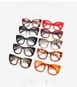 Detailed grid showing 10 color variants of cat-eye glasses frames with metal rivets