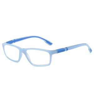 Stylish light blue rectangle blue light blocking sports reading glasses for men and women