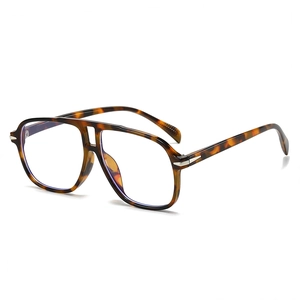 Classic tortoise shell aviator sunglasses with double bridge and silver metal accents