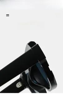 Close-up of the durable metal hinge and lightweight black frame of retro square sunglasses