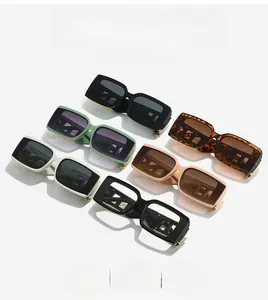 Detailed collection of rectangle sunglasses in various colors with metallic accents