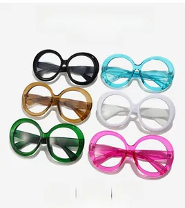 Detailed grid showing oversized round fashion sunglasses in six assorted frame colors