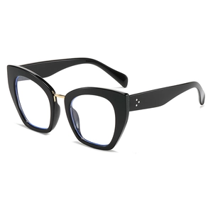 Cat Eye Glasses Frames Oversized Anti Blue Light PC Metal Eyewear Fashion Women Men Rivet Decor