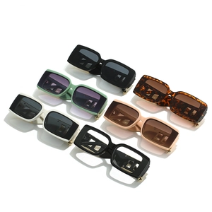 Retro square sunglasses collection in multiple colors with gold metal temple accents