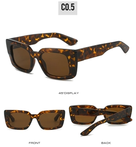 Vues multiples de lunettes de soleil carrées en écaillé avec verres bruns et monture