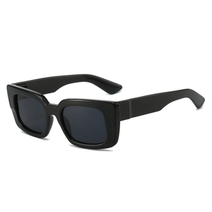 Lunettes de soleil carrées noires classiques avec monture épaisse en acétate et verres foncés