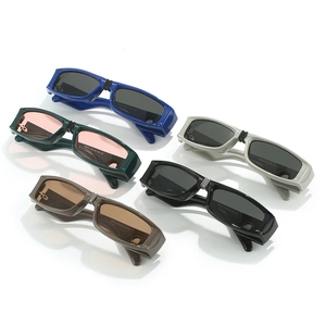 Modern rectangular sunglasses in various colors with a stylish retro wide-frame design