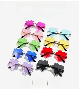 Frameless heart-shaped leaf sunglasses in a variety of vibrant colors for personalized style
