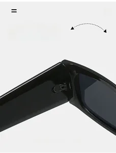 Détail macro des charnières métalliques durables sur lunettes de soleil carrées noires