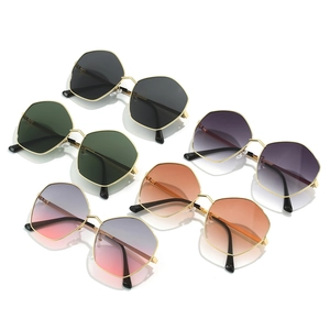 Irregular metal sunglasses with geometric frames and gradient lenses for men and women