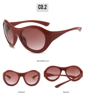 Détails des lunettes Y2K bordeaux montrant les vues de face et de dos de la monture