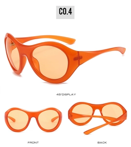 Vues multiples de lunettes de sport Y2K orange transparent avec verres jaunes
