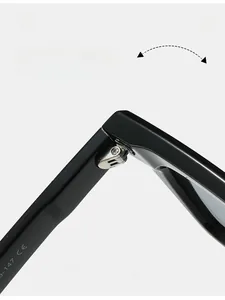 Détail des charnières métalliques de lunettes de soleil carrées testées pour durabilité