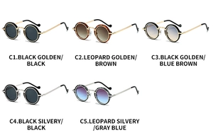 Collection de lunettes de soleil rondes steampunk rétro en cinq coloris métal