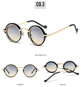 Lunettes de soleil steampunk rondes avec monture métallique et verres à dégradé
