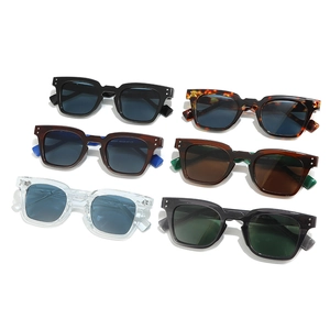 Lunettes de soleil carrées stylées pour hommes et femmes avec doubles rivets en six coloris