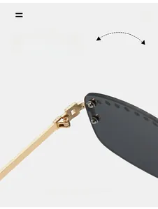 Close-up of durable metal hinges and refined screw details on oversized sunglasses