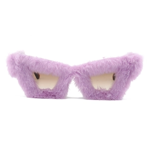Cat Eye Sunglasses With Plush Faux Fur Trim UV400 Protection PC Frame Trendy Party Eyewear Women Fashion