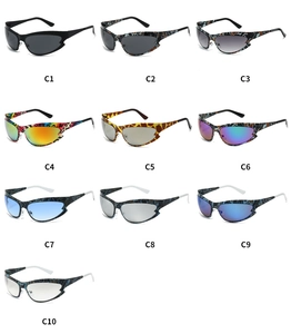 Collection of ten cat-eye sport sunglasses with stainless steel frames in various colors