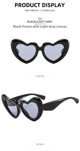 Vues de face et de profil à 45 degrés de lunettes de soleil en forme de cœur noir