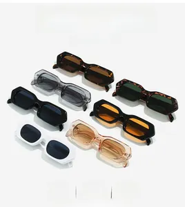 Collection of retro thick frame rectangle sunglasses in multiple colors and finishes