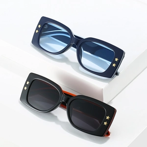Modern square sunglasses featuring stylish pentagram stars and colorful contrast frames
