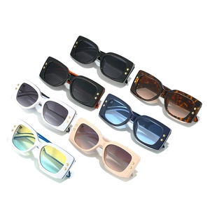 Square fashion sunglasses collection with colorful frames and golden star rivets decoration