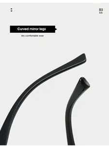 Detail of curved black eyeglasses temples with ergonomic design for comfortable wear