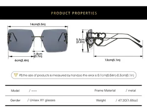 Tableau des tailles pour lunettes de soleil coeur sans monture avec dimensions et poids