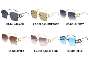 Six options de couleurs pour lunettes de soleil sans monture avec branches en métal