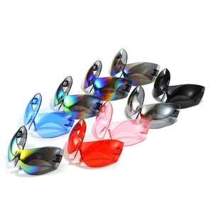Collection of oversized shield sports sunglasses with colorful rimless wraparound lenses