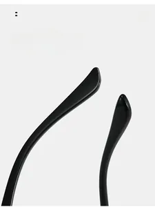 Detail of ergonomic curved temple tips for comfortable wear on black cat eye frames