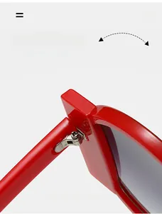 Détail de la charnière métallique de lunettes de soleil rondes rouges avec vis