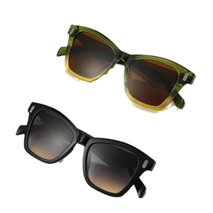 Fashionable cat eye sunglasses with gradient lenses and silver rivet accents for women
