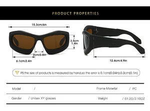 Tableau des tailles avec dimensions des lunettes de soleil sportives Y2K en PC