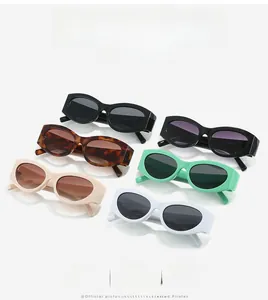 Detailed array of vintage cat-eye sunglasses in various trendy colors and thick frames