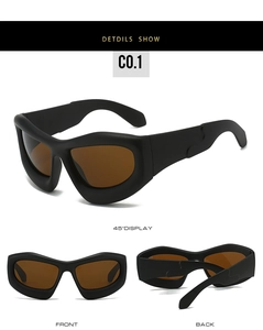 Vues détaillées de lunettes de soleil Y2K bulles noir mat modèle C0.1 à verres bruns