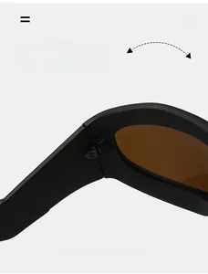 Gros plan sur la charnière métallique robuste des lunettes de soleil Y2K noir mat