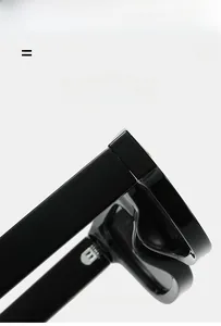Detail of lighter and super elastic black frame hinges for modern narrow sunglasses