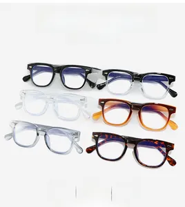 Close-up of vintage round glasses frames in tortoiseshell and gradient color options