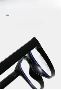 Detail view of high-elastic black frame hinge with blue light coating lenses