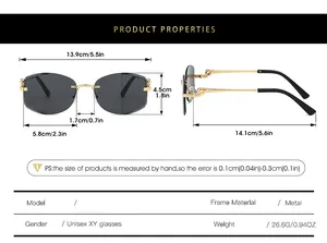 Tableau des tailles détaillé pour lunettes de soleil sans monture avec tête de léopard
